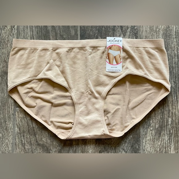 New Jockey Smooth & Shine Seamfree Hipster Panties Size 9/XXL Beige. - Picture 1 of 2